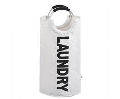 ARPAN Panier à Linge avec poignées Rondes en Alliage pour Un Transport Pratique, Pliable et Pliable en Tissu, idéal pour dortoirs et Voyages (Blanc), 1 x 38 x 72 cm