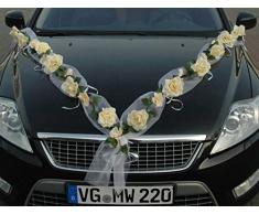 Roses Guirlande Voiture de Mariage Bijoux Rose dÃ©coration dÃ©coration Auto Bijoux Mariage Car Auto Wedding Voitures (Rose Orchidee Ecru/Ecru)