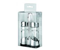 IBILI 768700 Ensemble Salière Poivrière, Acier Inoxydable, Argent/Transparent, 10 x 8 x 4 cm