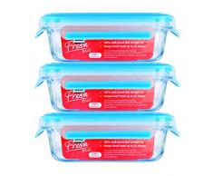 Zyliss ZE981044 Lot de 3 boîtes de conservation rectangulaires Verre, Bleu, 17, 5 x 12 x 5,9 cm - 3 x 500 ml