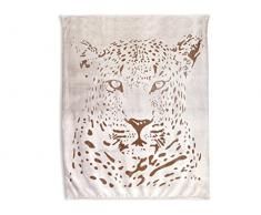 Soleil docre Plaid Extra Doux 130x150 cm Tiger Taupe et Blanc, Polyester, Ecru, 150x130 cm