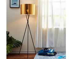 Lampadaire Cara TrÃ©pied Lampe De Sol Sur Pied Abat-jour DorÃ© VN-L00001-EU