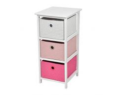 Bain 19122 Meuble Bois Paulownia/MDF 3 tiroirs PP Tresse 33x37xh74cm Trendy Fuchsia, Taille Unique