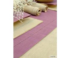 Linenme Chemin de table en lin, 1 unité, 40 x 250 cm, collection Emilia, Mauve