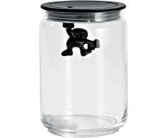 Alessi Amdr05 B Gianni a Little Man Holding on Tight Boîte de Cuisine en Verre avec Couvercle en Résine Thermoplastique, Noir, 90 Cl