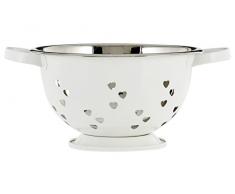 Premier Housewares Passoire avec Motif cÅurs, Acier Inoxydable, Ivoire, 24 x 24 x 13 cm