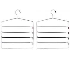 H & L Russel Ltd Lot de 2Â 4Â Bar Cintre pour Pantalons avec 4Â Barres daccÃ¨s Facile Swing antidÃ©rapantes pour contenir jusquÃ 4Â Paires de Pantalon, Taille Adulte, Chrome, 2Â piÃ¨ces