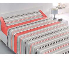 Coton Blanc Nico Set Drap Plat, 50% polyester/50% Coton, Orange, 210Â x 270