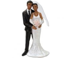 Figurine mariÃ©s Club Vert avec mariÃ©e et mariÃ© mÃ©tisses Debout, 13Â cm