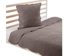 Linder 5010/28/835/180 LutÃ¨ce JetÃ© de Lit avec 1 Taie doreiller Boutis Coton Taupe 240 x 180 cm