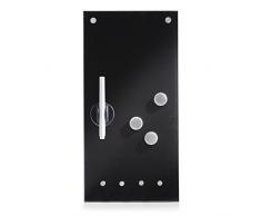 Zeller 11612 Tableau mÃ©mo en verre muni de crochets, noir, 20 x 4 x 40 cm