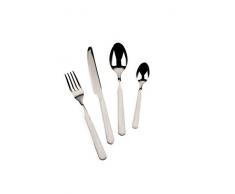 Excelsa Wood Service de 24 couverts en acier inoxydable Blanc