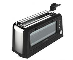 CYRIL LIGNAC 136-021 - Le Toaster - 900 Watts - Fonction Antiblocage et Arrêt Automatique - 7 Positions de Grillage - Vitre Amovible et Transparente - Fonctions Décongélation, Réchauffage - Noir