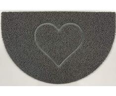 Nicoman Paillasson en Forme de Demi-Lune en Relief, Lavable en Machine 70 x 44 cm (Gris, Forme Ã©toile), Gris, Heart-(70x44cm)