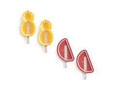 LÃ©kuÃ© 0206500R14U150 Pack 4 Moule Ã Glace Design Fruits Tropicaux Silicone Multicolore 18,5 x 8 x 11,6 cm