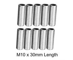 Britalia Lot de 10 tubes creux en acier M10 (10 mm de diamÃ¨tre) Longueur 30 mm Tiges creuses | Nipple Tubes | Suspension Lampes de table Lampes de sol Projets de bricolage | PlaquÃ© zinc