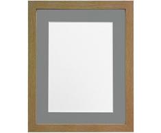 FRAMES BY POST Cadre Photo Largeur H7, 25 mm dépaisseur, avec Contour Blanc, Bois Dense, chêne, 24 x 18 Image Size 18 x 12 inch (Plastic Glass)