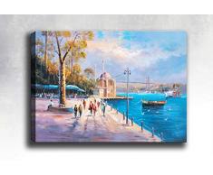 Bonamaison Peinture sur toile, multicolore, 70 x 100 cm - Conçu et fabriqué en Turquie