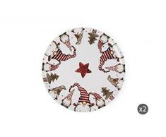 Excelsa Gnomo Christmas Lot de 2 assiettes en porcelaine