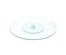 S&D Saveur et Dégustation KA1741 Plateau de table rond tournant Verre et métal acier inoxydable Transparent D45 x H2,5 cm
