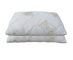 Baldiflex Lot 2 Oreillers 70x40 cm Mémoire de Forme avec Housse Aloe Vera matelassé, Coussin Moelleux