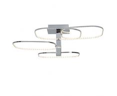 Brilliant Topic Plafonnier LED, 1 x 25 W LED intégré, 1 x 2400 Lumen, 3000 K blanc chaud, métal/acrylique Chromé, 72 x 72 x 24 cm, g94322/15