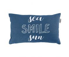 le jardin des cigales coussin 30x50cm coton pacifique indigo smile