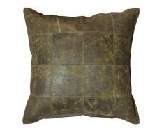 Jute & Co Coussin en Cuir véritable, 45 x 45 cm, Brun