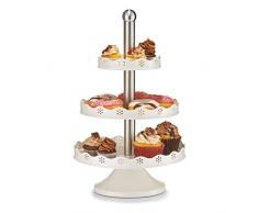 Zeller 19305 Plateau de Service 3 étage Acier Inoxydable/Métal Argent/Crème 24,8 x 39,3 x 48 cm
