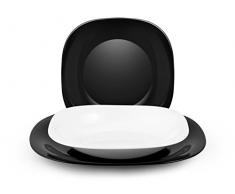 H&H H & H Service de Table de 18Â piÃ¨ces, en Opale, Blanc et Noir, 29Â x 14Â x 29Â cm