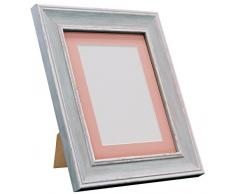 FRAMES BY POST Scandi Cadre Photo Vintage, Distressed Blue with Pink Mount, 16 x 12 Image Size 12 x 10 inch