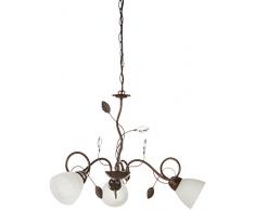 TRIO, Lustre, Traditio 3xE14, max.40,0 W Verre, Albâtre, Corps: metal, Rouille antique Ã:70,0cm, H:150,0cm IP20
