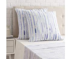 AmazonBasics Taie dâoreiller en satin - 80 x 80 cm x 2, Rayures bleu glace texturées