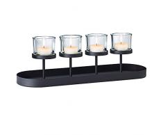 Blomus 65557 Bougeoir Nero 17,5x56x15,5 cm, Verre/Acier, Noir/Transparent, 5 x 56 x 15,5 cm