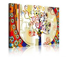 Dekoarte 303 - Tableau moderne sur toile montÃ© sur cadre en bois 1 piÃ¨ce, style abstrait arbre de la vie Gustave Klimt en couleurs, 120x80cm