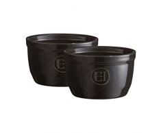 Emile Henry Eh794009 Le N°9 Set de 2 Ramequins Céramique Noir Fusain 9 X 9 X 5,5 cm