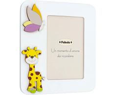 Fabula Cadre de Table laqué avec Applications en Bois Naturel « Girafe Diella Foresta » pour Photos 10 x 15 cm Verticale, Multicolore, 10 x 15 cm