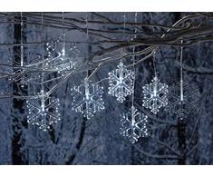Amare Rideau en acrylique Ã LED 8 flocons de neige Longueur 84 cm CÃ¢ble dalimentation 1,5 m - Blanc froid - CertifiÃ© CE + GS - Pour lintÃ©rieur et lextÃ©rieur - Minuteur