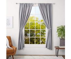 AmazonBasics Tringle Ã rideaux avec embouts en forme dâurne, 91 Ã 183 cm + embrases, diamÃ¨tre 2,5 cm, Nickel