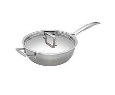 Le Creuset Sauteuse du Chef Anti-adhérente avec Couvercle, à 24 cm, Inox 3-ply, Sans PFOA, Compatible avec Toutes Sources de Chaleur (y Compris Induction), Argenté
