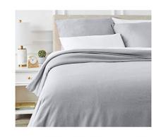 AmazonBasics Parure de lit avec housse de couette en microfibre chinÃ©e 260 x 240 cm, Bleu marine doux