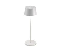 Zafferano Olivia Lampe de Table LED Ã intensitÃ© Variable, Protection IP65, Utilisation intÃ©rieure/extÃ©rieure, Chargeur Micro USB, H35,5 cm, Prise UE-Blanc