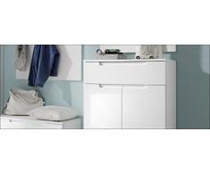 Stella Trading Dynamic24 Spice Meuble à Chaussures en Panneau MDF Blanc/Brillant