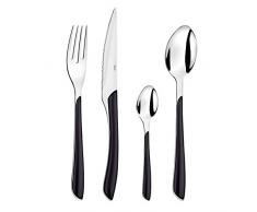 Amefa ECLAT MÃ©nagÃ¨re 24 PiÃ¨ces pour 6 Personnes 6 CuillÃ¨res 6 Fourchettes 6 Couteaux 6 CuillÃ¨res Ã CafÃ© ThÃ©, Acier Inoxydable, Plastique, Noir/Argent, 24-teilig