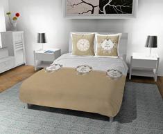 Soleil docre Esprit de Famille Parure housse de couette, Coton, Ecru, 260 x 240 cm