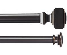 AmazonBasics Tringle à rideau double avec embouts carrés 2,54 cm, de 0,9 à 1,83 m, Bronze