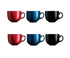 Luminarc Flashy Lot de 6 tasses à petit-déjeuner avec anse en verre pour micro-ondes 25 cl