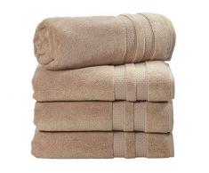 iDesign ensemble serviettes de bain (lot de 4), grands draps de bain en coton au design tissé, set de 4 serviettes de toilette douces pour la douche, baignoire ou sauna, beige