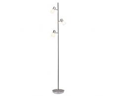 Brilliant G32459/77 Lampadaire LED a 3 lumieres LEA, 3W E14, metal/verre, coloris acier/chrome, W