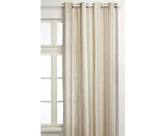 Linder 0513 /EF/375FR Rideau à Oeillets Baya Aspect Lin Naturel Rayé Ecru/Ficelle 145 x 265 cm